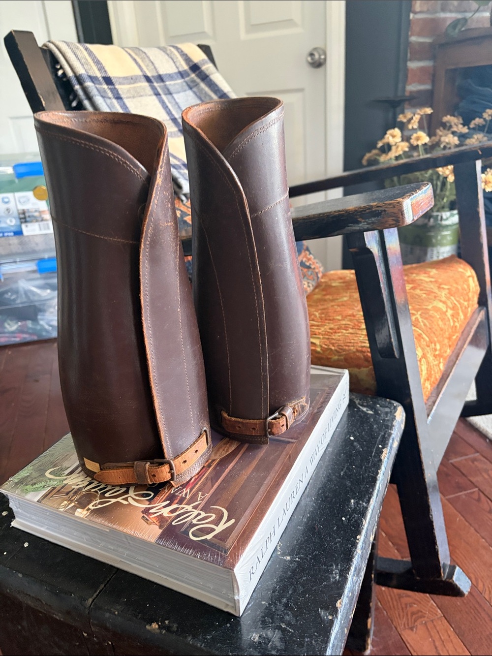 Antique Dark Brown Leather Gaiters